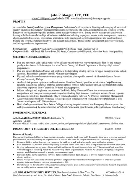 All departments may resume normal operations. Security Director Emergency Manager Ridgewood NJ Resume John Morgan | Emergency Management | New ...