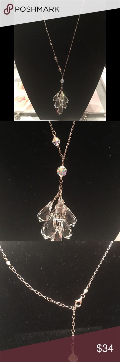 Sterling Silver Crystal Chandelier Necklace Handmade Jewelry