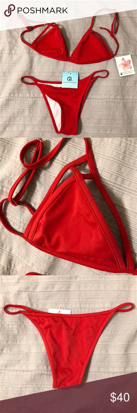 Red Plumeria Bikini Bikinis Plumeria Swimwear Swimwear