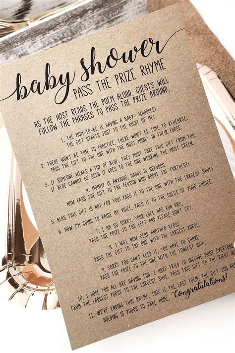 Free printable pass the parcel rhymes game for baby shower. Pass the Prize Baby Shower Poem . Baby Shower Pass the ...