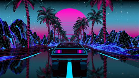 1395770 Retrowave Synthwave Vaporwave Scenery Mountain Rare