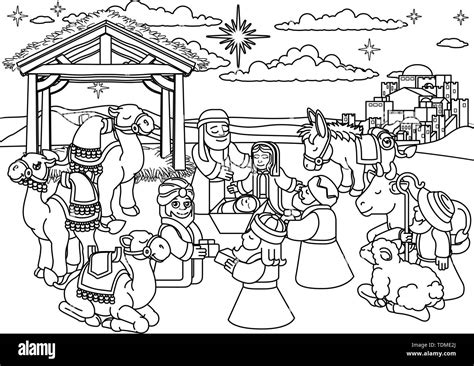 Nativity Scene Christmas Cartoon Stock Vector Image And Art Alamy