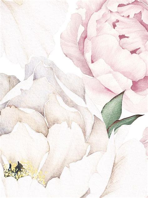 Peony Flower Mural Wallpaper Pink Watercolor Peony Extra Etsy