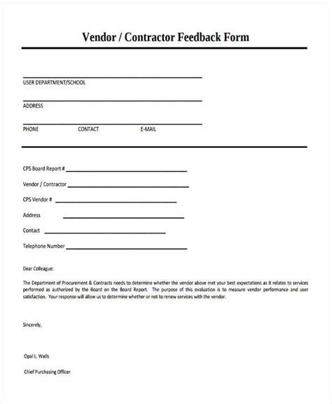 Vendor Contact Template Hq Printable Documents