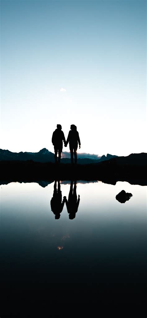 Couple Wallpaper 4k Silhouette Together Holding Hands Romantic