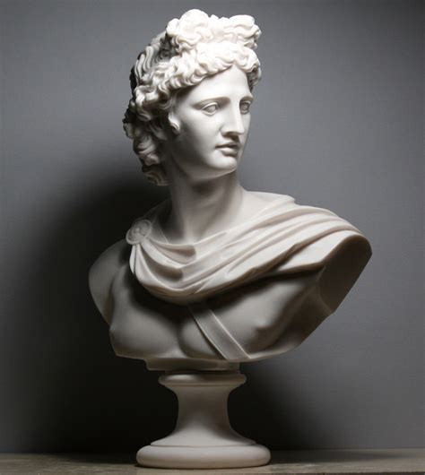 Apollo Greek Roman God Bust Head Statue Alabaster Sculpture Handmade 126