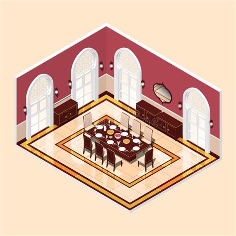Isometric Arabic Style Dining Room Stock Vector Illustration Of Fork