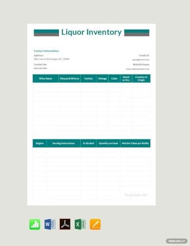 14 Liquor Inventory Templates Pdf Doc Xls