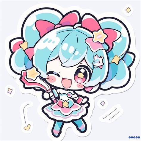 Premium Ai Image Kawaii Chibi Anime Girl Stickers Cute Simple And