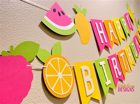 Tutti Frutti Happy Birthday Banner Two Tti Frutti Birthday Etsy