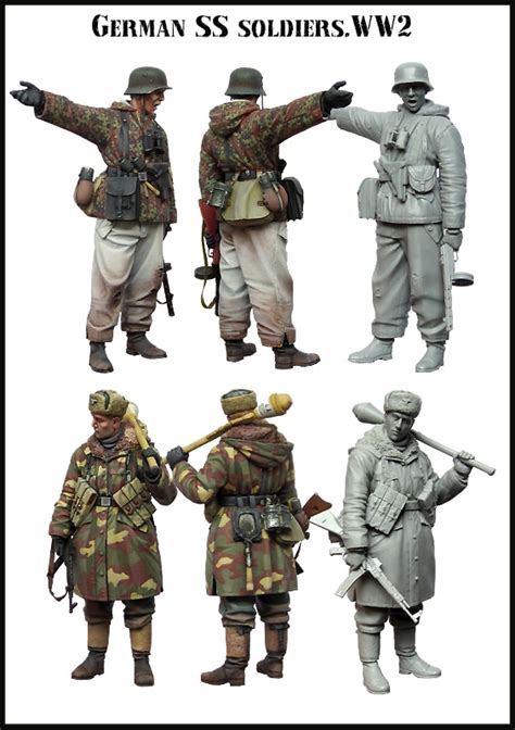135 Resin Figure Model Kit German Ss Soldiersww2 In Model Building