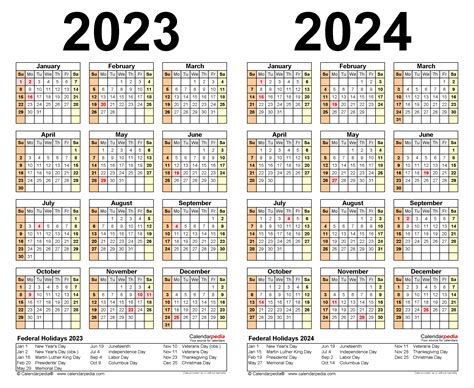 2023 2024 Two Year Calendar Free Printable Pdf Templates