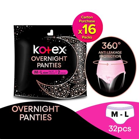 Kotex Overnight Panties Ml Size 2s 16 Packs X 2pieces Shopee