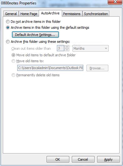 Configuring Outlook 2010 To Auto Archive