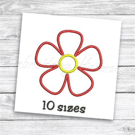Flower Applique Design 10 Sizes Machine Embroidery File Etsy