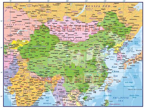 Digital Vector China Political Country Map First Level 10000000