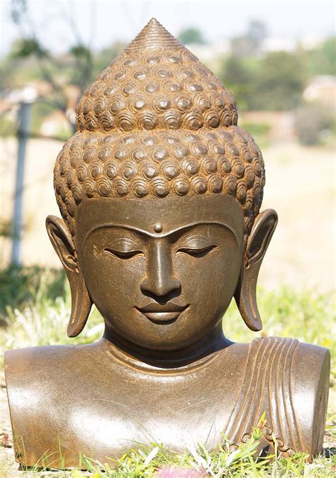 Stone Buddha Bust Sculpture 25 Buddha Garden Buddha Zen Lotus