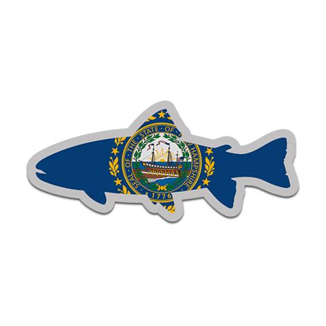 New Hampshire State Flag Trout Fish Decal Nh Fly Fishing Sticker