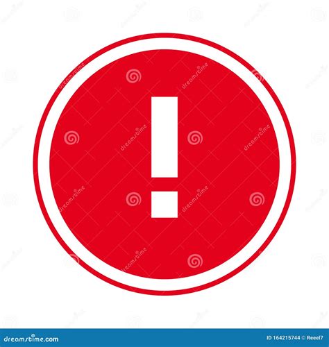 Round Red Exclamation Point Icon Button Attention Symbol On White