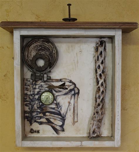 Begat Assemblage Encaustic Found Objects Ink And Oil Junk