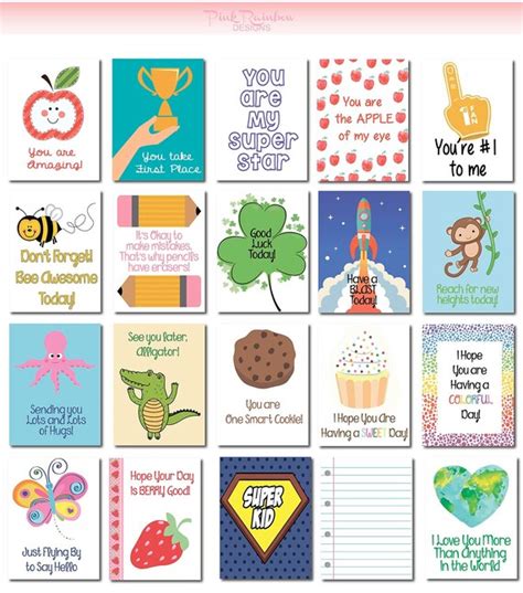 20 Lunch Box Notes Cards With Motivational Messages For Kids Etsy