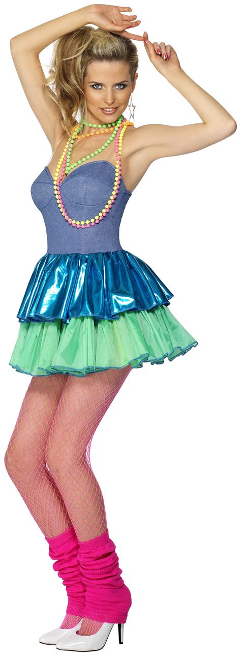 Disco Chick Ra Ra Teen Womens 1980s Costume Dress S30193 Medium 10