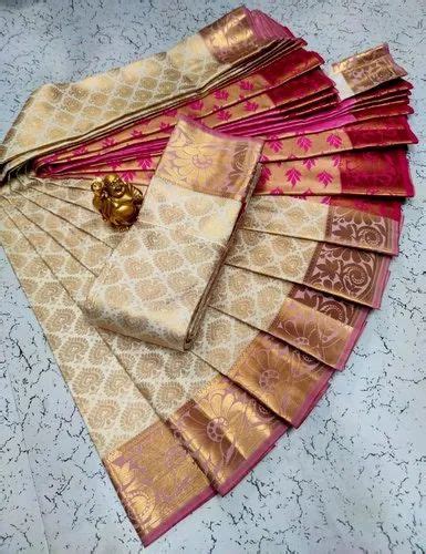 Sandal With Pink Bridal Silk Saree Handwash Saree Length 6 M With Blouse Piece At Rs 1390