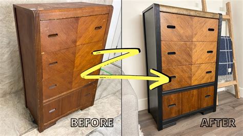 20 Thrifted Art Deco Waterfall Dresser Makeover Youtube
