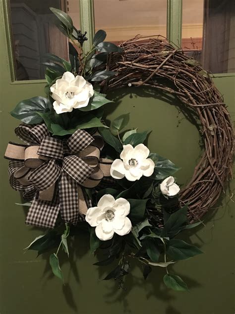 Spring Magnolia Wreath For Front Door Everyday All Season Etsy