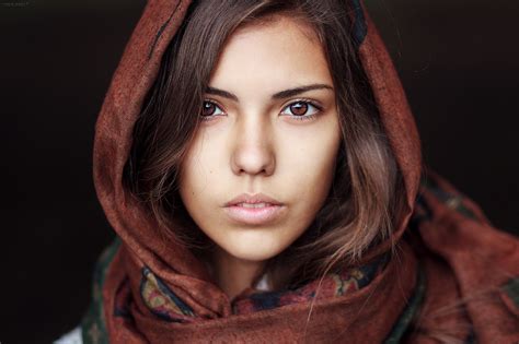 women brunette hazel eyes face scarf wallpaper no 256929 portrait girl beauty