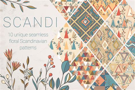 10 Scandi Floral Patterns Graphic Patterns Creative Market