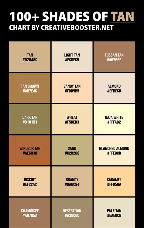 100 Shades Of Tan Color Names Hex Rgb And Cmyk Codes In 2023 Beige