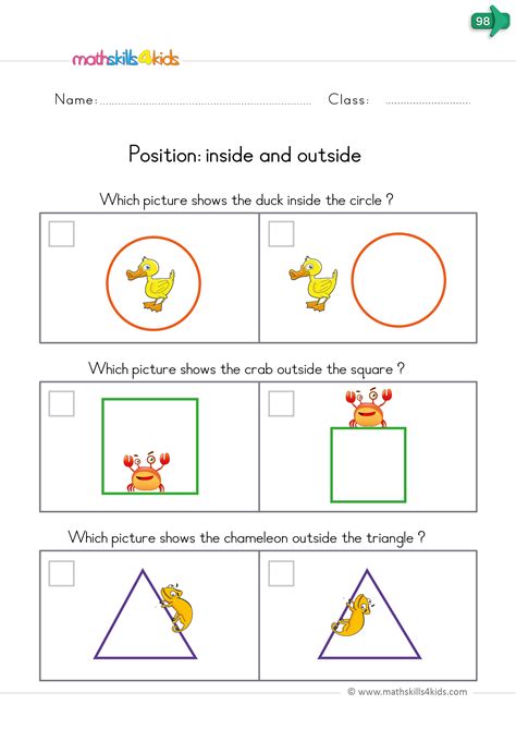 We also introduce variables and expressions into our word problem worksheets. Position Worksheets for Kindergarten | Free Printable ...