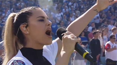 Pia Toscano Sings The National Anthem LA Dodgers Vs SF Giants 3 29