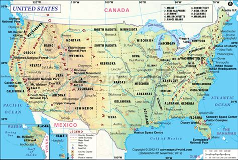 Usa Map Shows States Boundary And Capital Cities National Capital