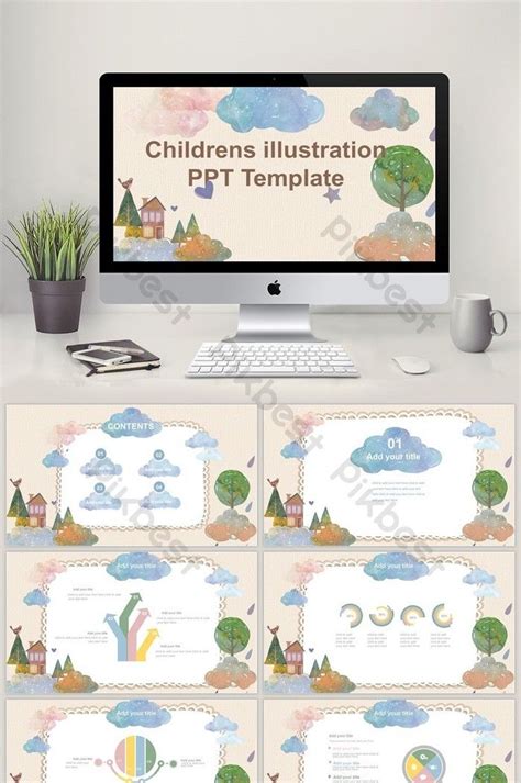 Children S Illustration Cute Kindergarten Ppt Template Artofit