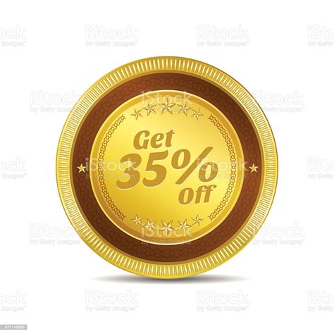 Get 35 Percent Golden Vector Icon Button Stock Illustration Download