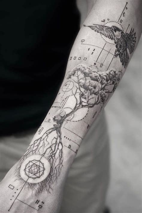 Cool Tree Tattoos Geometric Sleeve Tattoo Men Tattoos Arm Sleeve Cool