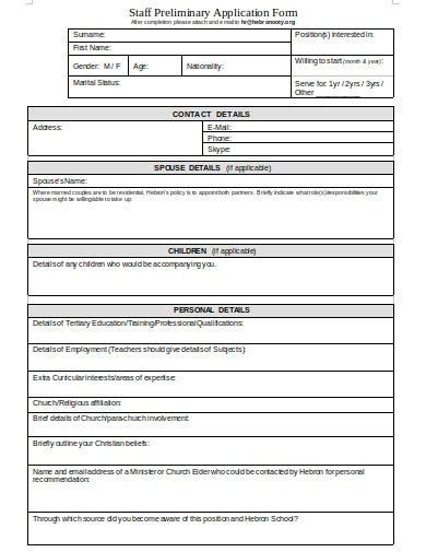 Free 10 Staff Application Form Templates In Pdf Ms Word