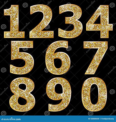 Golden Metallic Shiny Numbers Stock Vector Image 50888608