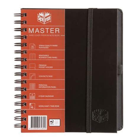 Notebook Spirax A5 Platinum Master 90gsm Black 200pg