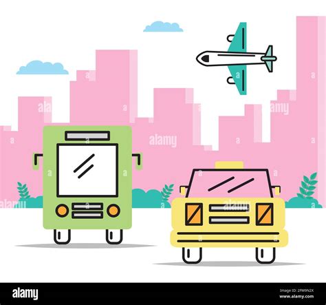 Three Transport Vehicles Scene Stock Vector Image And Art Alamy
