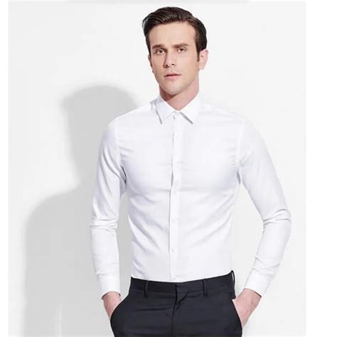 Spring Latest Luxury Mens Long Sleeve Shirt Uk Man White Business