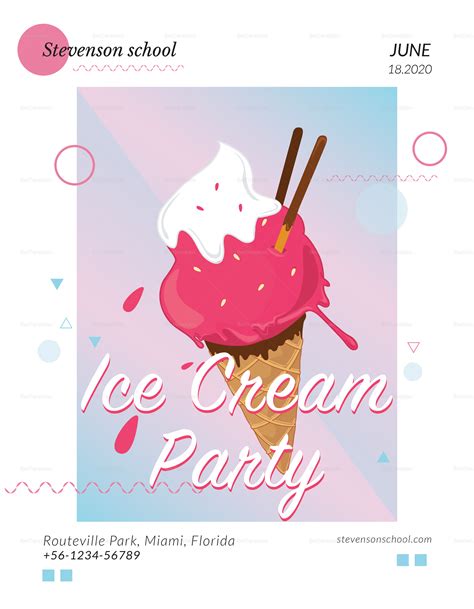 Ice Cream Party Flyer Design Template In Psd Word Publisher