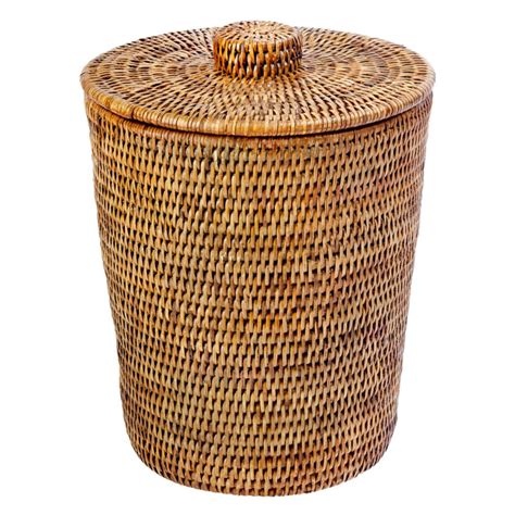 Wicker Trash Basket With Lid Navigate Deviate