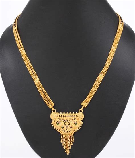 Long Mangalsutra Online India Golden 4 Line Beautiful Alloy Material Long Big Pendal