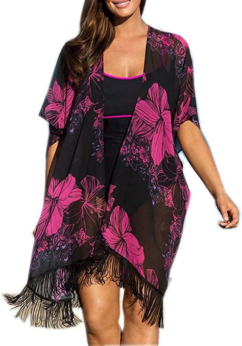 Rusinll Placte Plus Size Beach Cover Up Sexy Bathing Suit Cover Ups