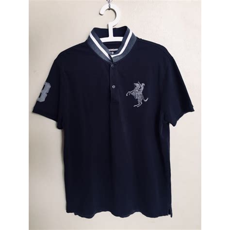 Giordano Polo Mens 3d Lion Embroidered Stretch Pique Short Sleeve Size