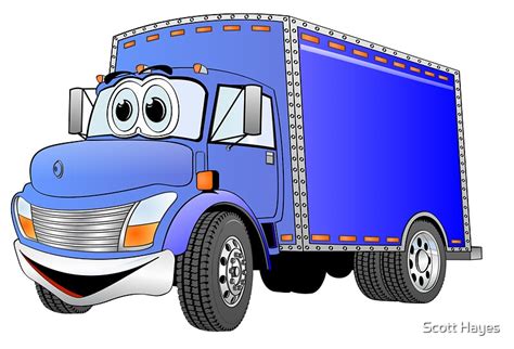 Box Truck Blue Cartoon Posters By Graphxpro Redbubble