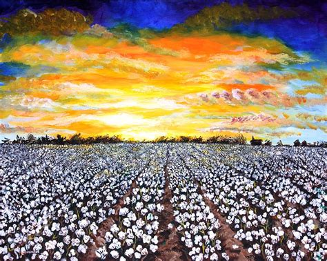 Mississippi Delta Cotton Field Sunset Painting By Karl Wagner Fine